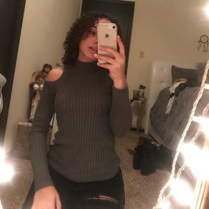 Olive green cold shoulder top